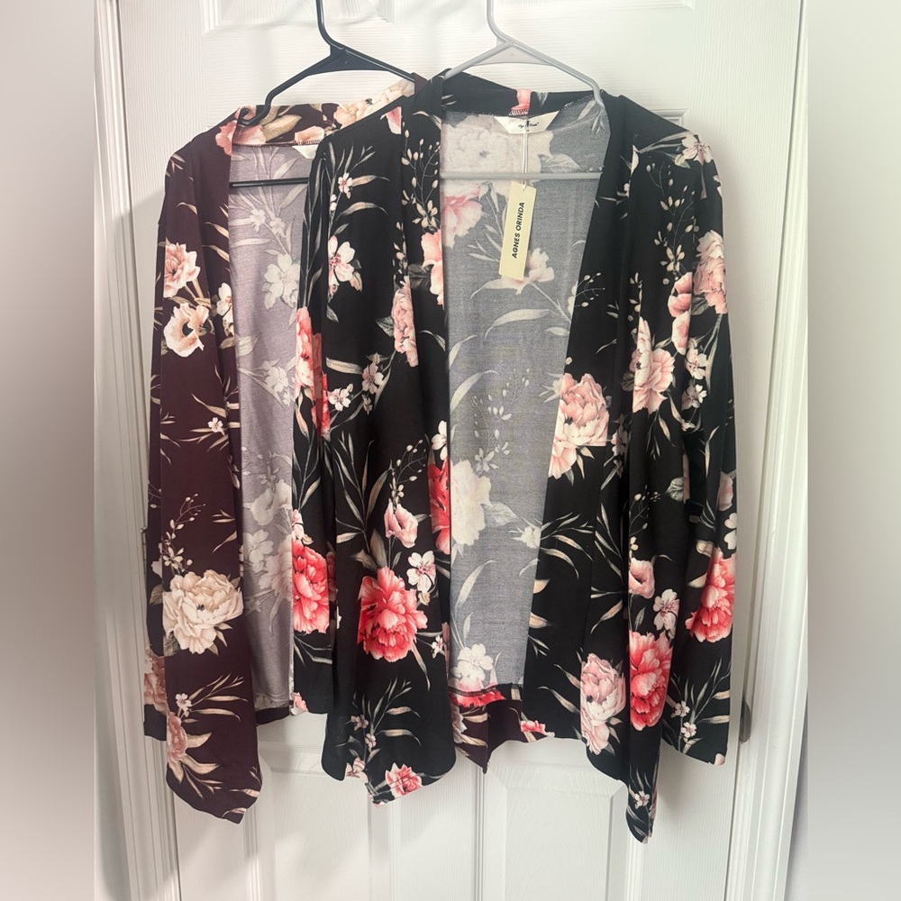 Lot of two floral cardigans, Size 1X, Agnes Orinda, NWT